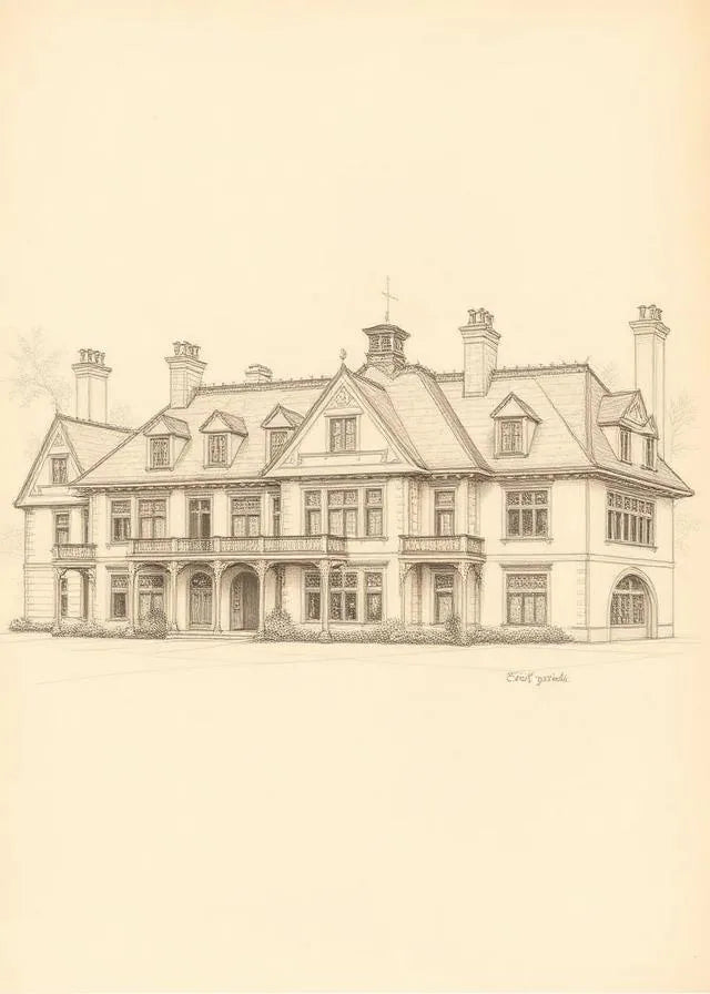 1902S clubhouse sketch -Framed
